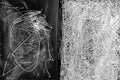 Abstract black and white drawing on a textured surface by Alta Mihartescu