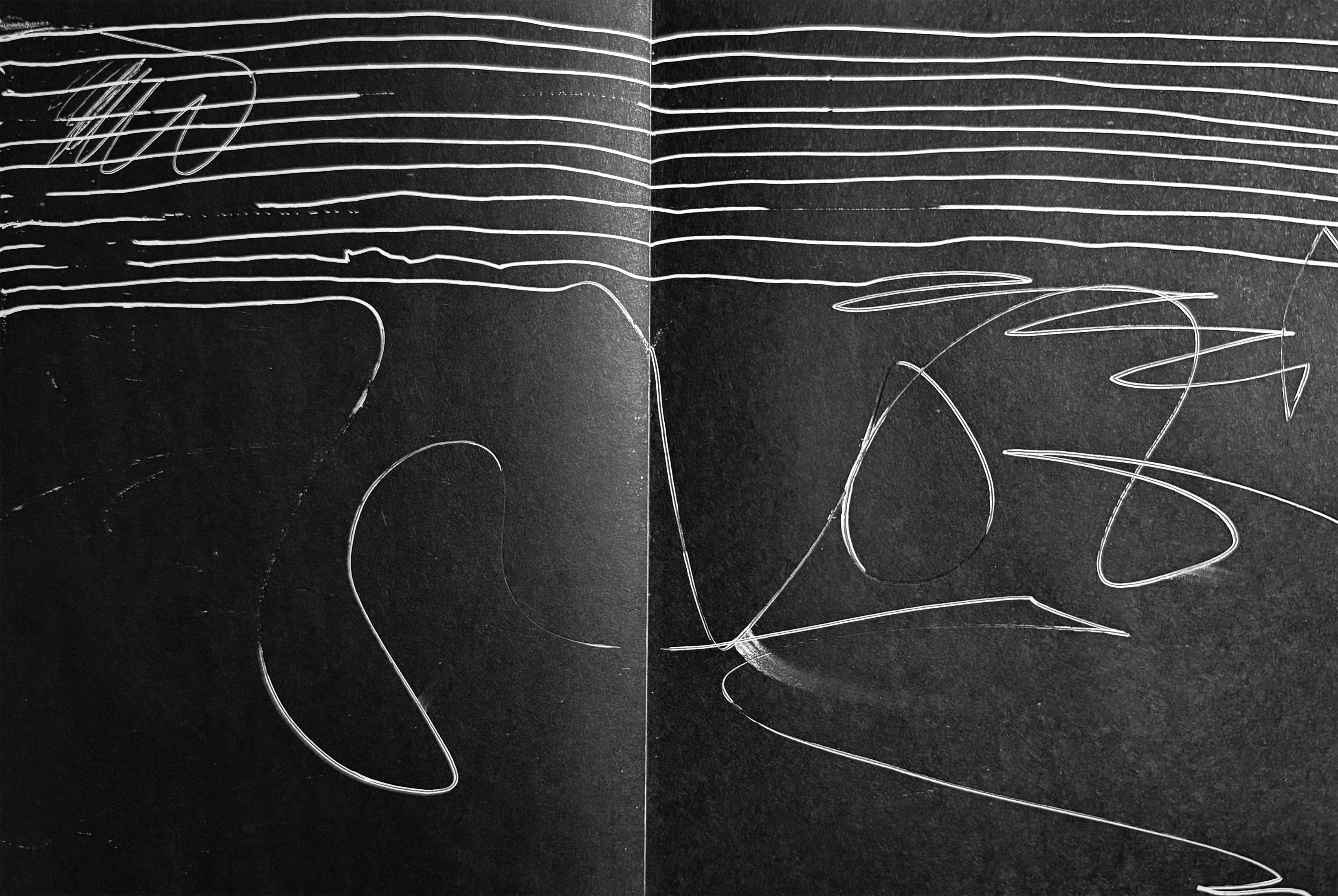 White Ink marking on dark ground by Alta Mihartescu